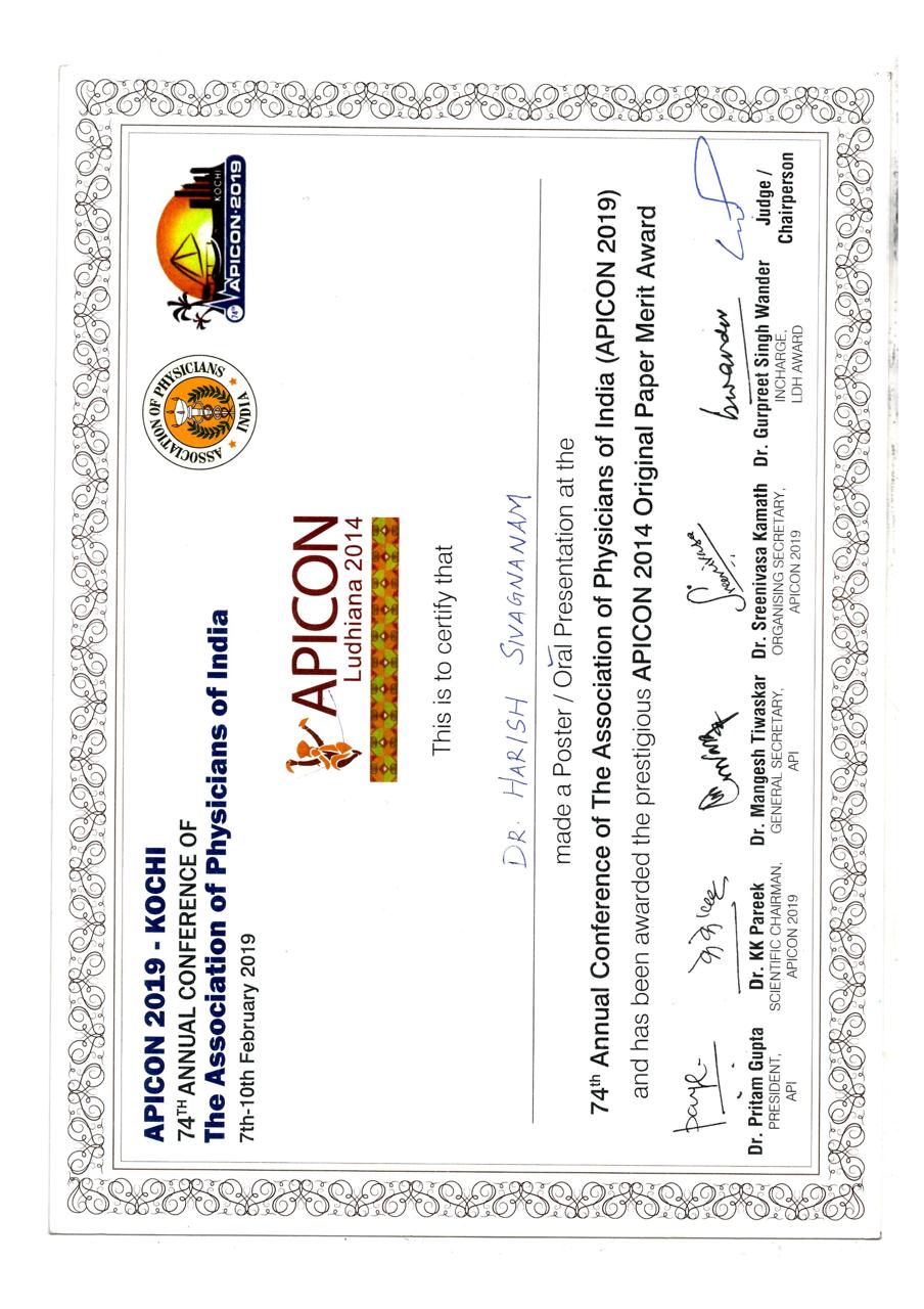 APICON 2019, Kochi — Original Paper Merit Award